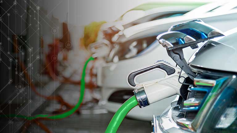 Electric car being charged