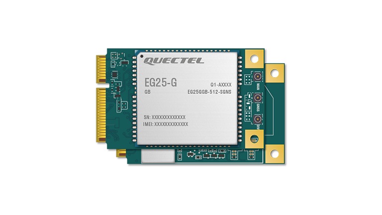 Quectel LTE EG25-G Mini PCIe - front side of the module