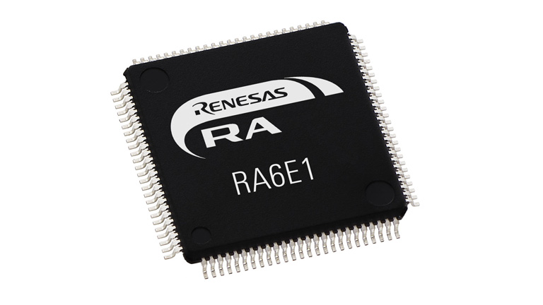 Top side of the Renesas' RA6E1 MCU