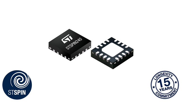 STMicroelectronics STSPIN240 - front and back view of the chip