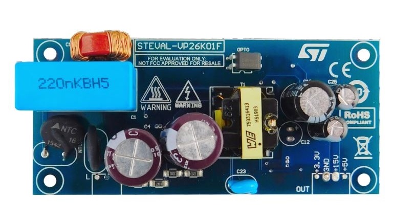 STMicroelectronics STEVAL VP26K01F evaluation board - top view STMicroelectronics STEVAL VP26K01F evaluation board - top view