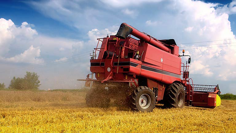 Combine on a field