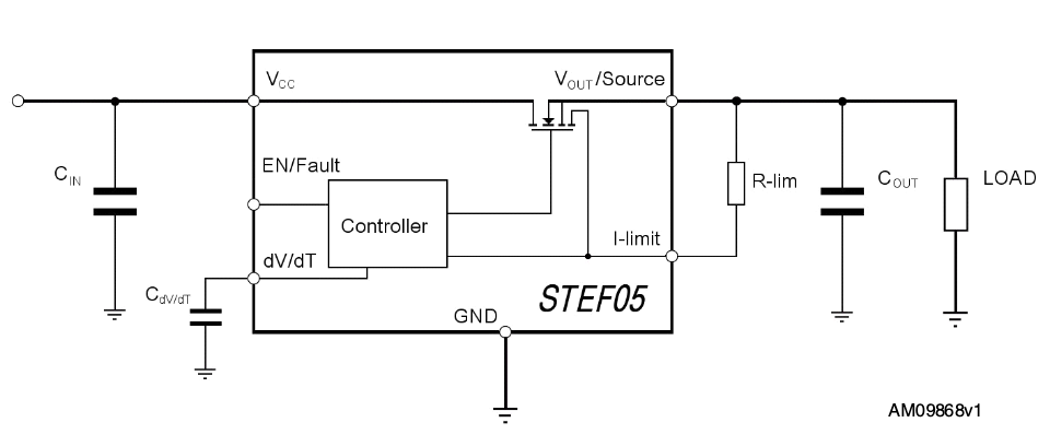 The ST STEF05 in an example application circuit The ST STEF05 in an example application circuit