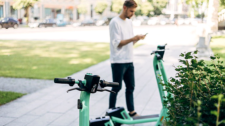 e-bike and man read information