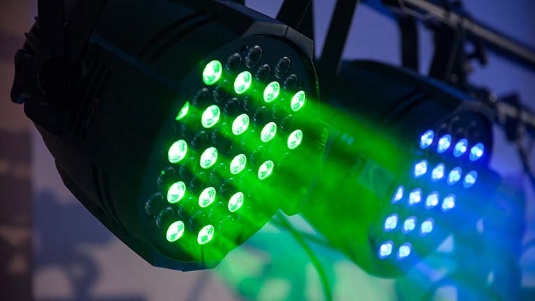 entertainment led lighting in green and blue