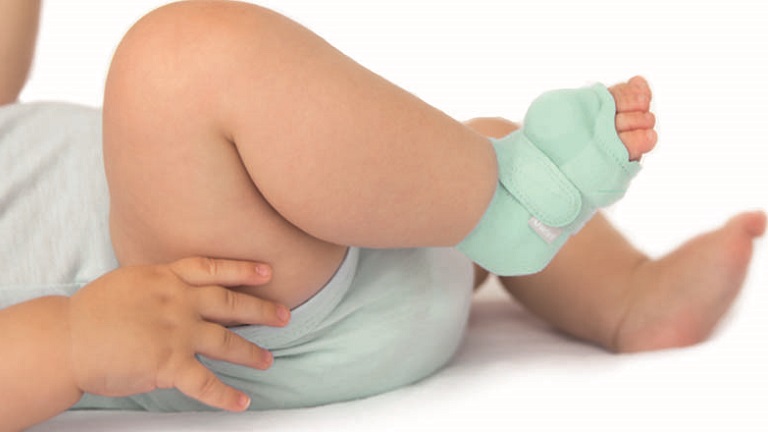 Illustration of baby wearing smart socks
