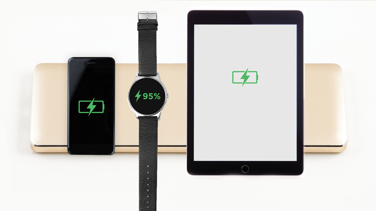 A smart phone, smart watch and a tablet