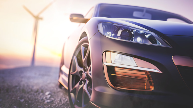 side view of a sports car from the ground up