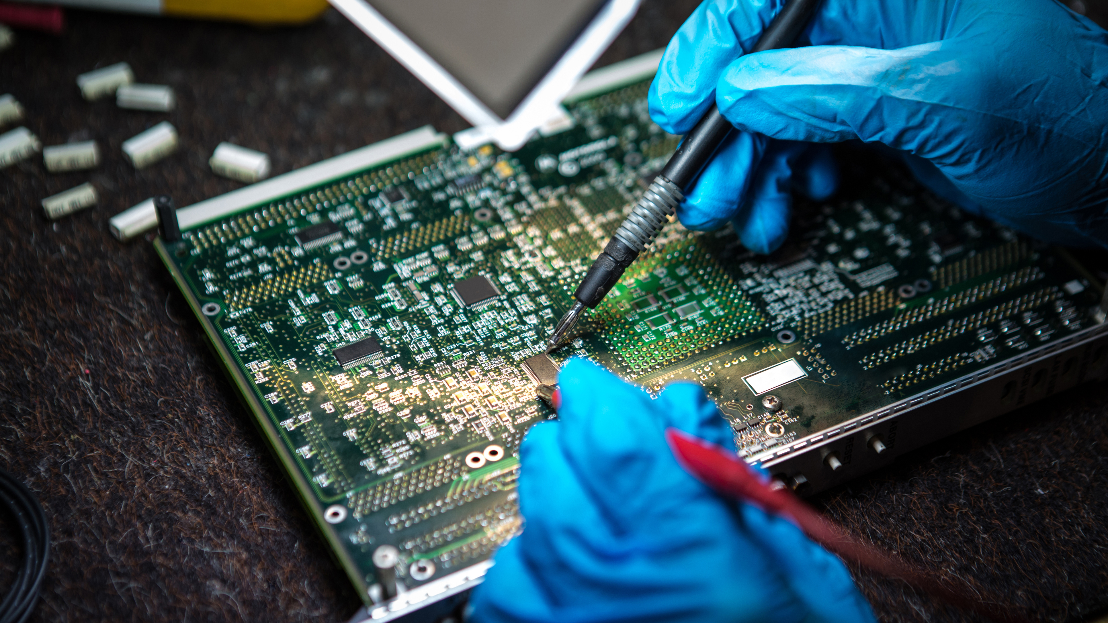 technician working on design board