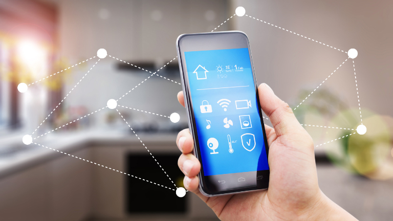 smart phone with smart home display
