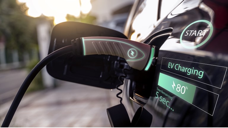Electric vehicle on charging station